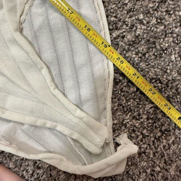 Vintage Sheer Panel Lace Lingerie Bodysuit V Neck Small Medium Stripe - Picture 7 of 7